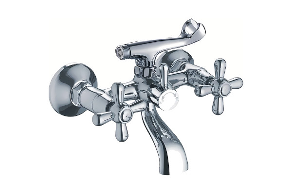Смеситель для ванны Haiba HB3125, хром, двухвентильный, латунь, длина излива 11.7 см