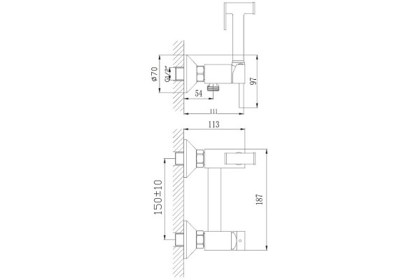 Гигиенический душ со смесителем Haiba HB5510-4, бронза в современном стиле