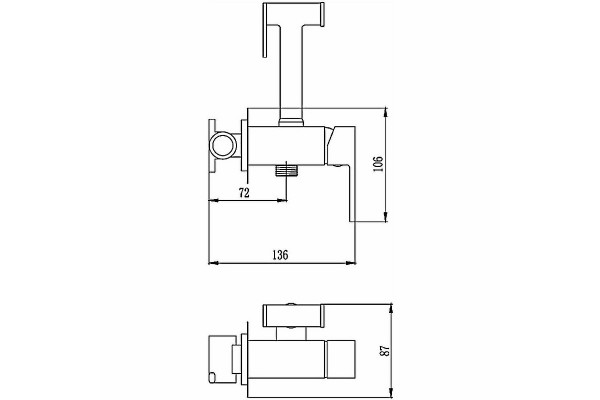Гигиенический душ со смесителем Haiba HB5511-7, черный в современном стиле