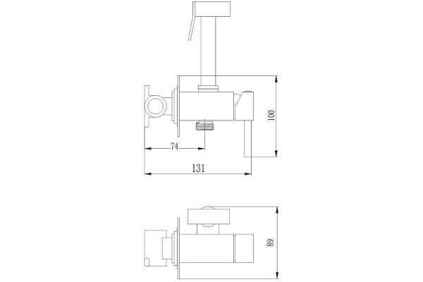 Гигиенический душ со смесителем Haiba HB5512-7, черный в современном стиле