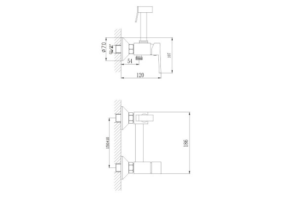 Гигиенический душ со смесителем Haiba HB5513-7, черный в современном стиле