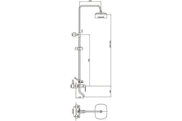 Душевая стойка Haiba HB2405, хром, шланг 150 см