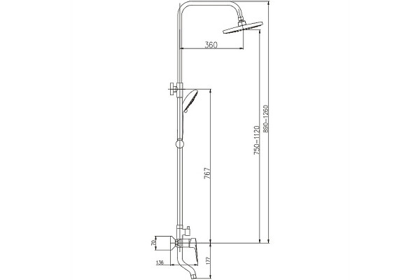 Душевая стойка Haiba HB2414, хром, шланг 150 см