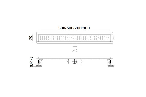 Душевой лоток Haiba HB93500-7, черный, выпуск боковой