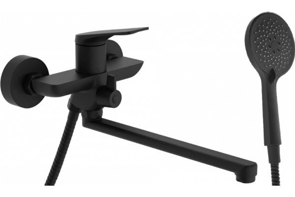 Универсальный смеситель Haiba HB22816-7 черный однорычажный, длина излива 38.5 см