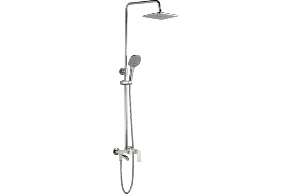 Душевая стойка Haiba HB23505-8 белая штанга 122.7 см, шланг металлический 150 см