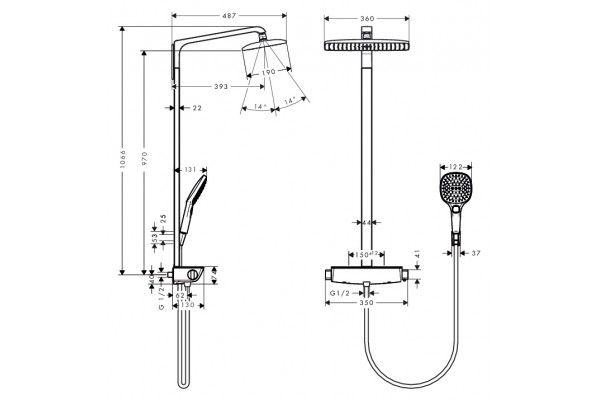 Душевая стойка Hansgrohe Raindance Select E 360 Showerpipe штанга 106.6 см,  в стиле hi-tech