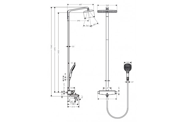 Душевая стойка Hansgrohe Raindance Select E 360 Showerpipe штанга 156.6 см, 1 режим