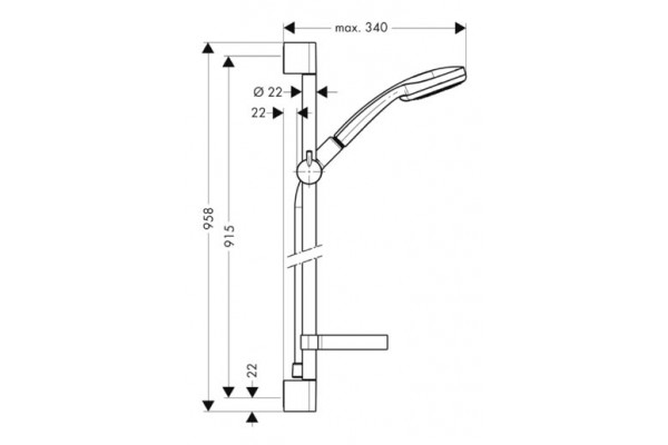 Душевой гарнитур Hansgrohe Croma 100 Multi Unica хром, штанга 95.8 см