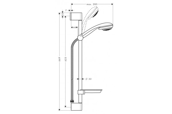 Душевой гарнитур Hansgrohe Crometta 85 Vario Unica Crometta хром, штанга 66.9 см