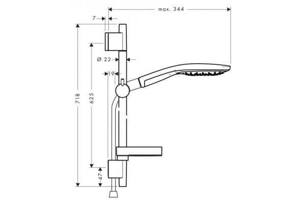 Душевой гарнитур Hansgrohe Raindance Select S 150 3iet  хром, штанга 71.8 см
