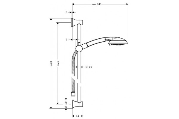 Душевой гарнитур Hansgrohe Raindance Classic 100 AIR 3 jet Unica Classic хром, штанга 67.8 см