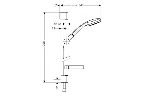 Душевой гарнитур Hansgrohe Croma 100 Vario Unica C хром, штанга 95.8 см