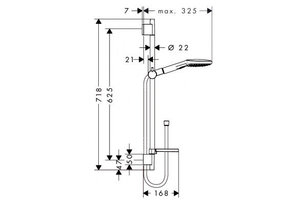 Душевой гарнитур Hansgrohe Raindance Select E 120  хром, штанга 71.8 см