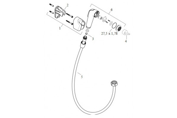 Гигиенический душ Hansgrohe со шлангом 1,25 м в современном стиле