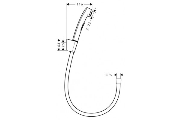 Гигиенический душ Hansgrohe  хром, шланг 125 см, 1 режим
