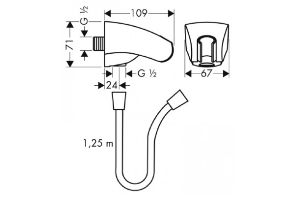 Шланговое подключение Hansgrohe Porter E держатель для душа хром,  в современном стиле