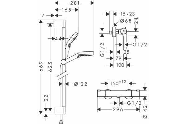 Душевой комплект Hansgrohe Crometta 27812400 хром, шланг 160 см