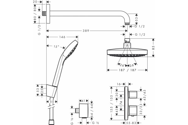 Душевой комплект Hansgrohe Croma Select E 27294000 хром, шланг 125 см