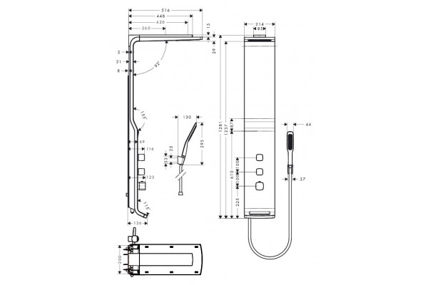 Душевая панель Hansgrohe Raindance Lift  хром, шланг 160 см