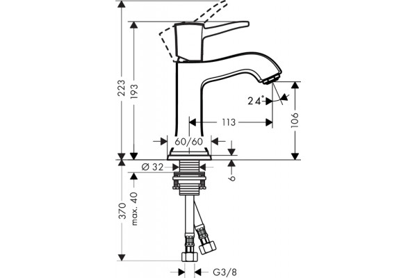 Смеситель Hansgrohe Metropol Classic 31301090 для раковины, хром/золото, однорычажный, высота излива 10.6 см
