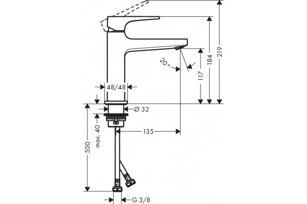 Смеситель Hansgrohe Metropol 32507700 для раковины, с донным клапаном Push-Open, однорычажный, белый