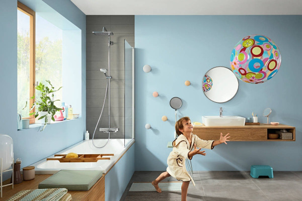 Душевая стойка Hansgrohe Croma 27687000 для ванны с душем, с термостатом, хром, штанга 143.5 см