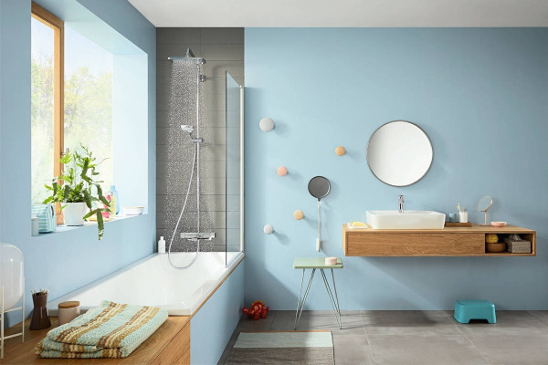 Душевая стойка Hansgrohe Croma 27687000 для ванны с душем, с термостатом, хром, штанга 143.5 см