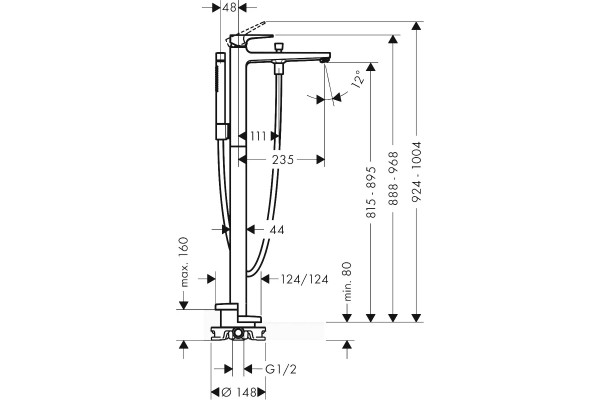 Смеситель Hansgrohe Metropol 32532340 напольный однорычажный, хром