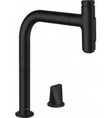 Смеситель Hansgrohe Metris Select 73818670 для кухонной мойки однорычажный, черный