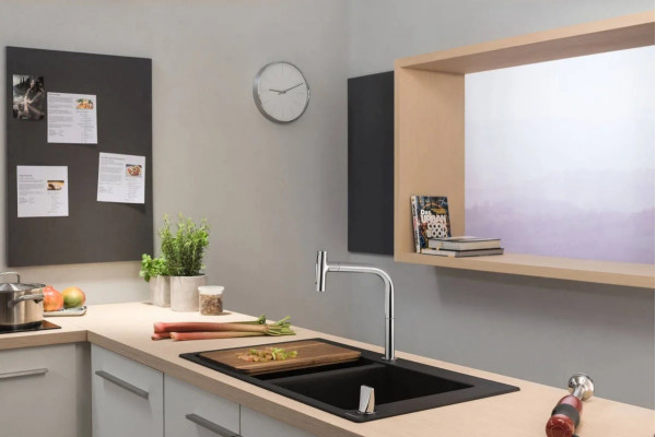 Смеситель Hansgrohe Metris Select 73818000 для кухонной мойки однорычажный, хром