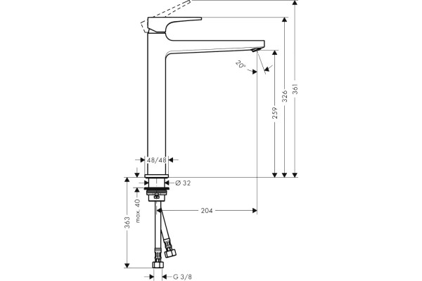Смеситель Hansgrohe Metropol 32512140 для раковины, с донным клапаном Push-Open, однорычажный, бронза
