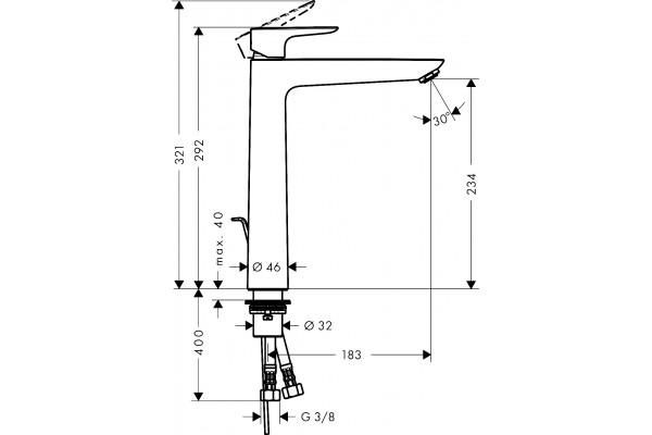 Смеситель Hansgrohe Talis E 71716140 для раковины с донным клапаном, однорычажный, бронза