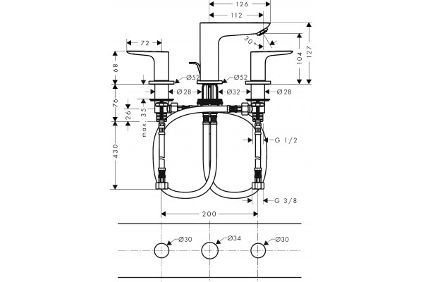 Смеситель Hansgrohe Talis E 71733140 для раковины однорычажный, бронза