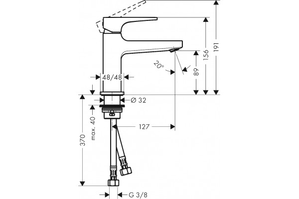 Смеситель Hansgrohe Metropol 32500140 для раковины, с донным клапаном Push-Open, однорычажный, бронза
