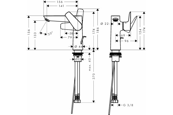 Смеситель Hansgrohe Talis E 71754670 для раковины, с донным клапаном, однорычажный, черный