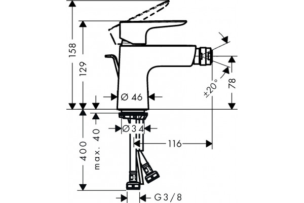Смеситель Hansgrohe Talis E 71720140 для биде однорычажный, бронза