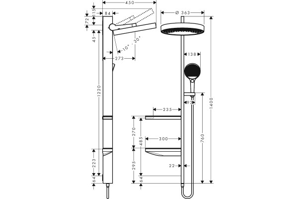 Душевая стойка Hansgrohe Rainfinity 26842700 цвет белый, штанга 140 см