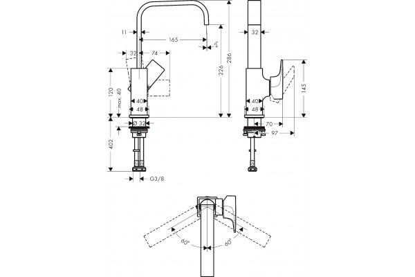 Смеситель Hansgrohe Metropol 32511000 для раковины, с донным клапаном Push-Open, однорычажный, хром