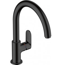 Смеситель Hansgrohe Vernis Blend M35 71870670 для кухонной мойки, черный, однорычажный, высота излива 20.9 см