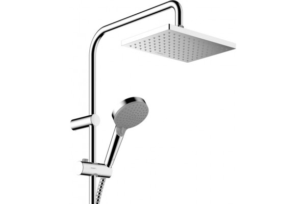 Душевая стойка Hansgrohe Vernis Shape 26289000 Showerpipe 230 1jet Reno EcoSmart хром цвет черный, штанга 116.7 см
