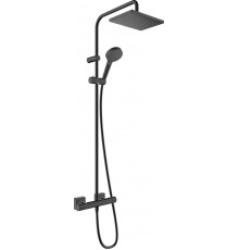 Душевая стойка Hansgrohe Vernis Shape 26286670 Showerpipe 230 1jet с термостатом, черный, штанга 117 см, шланг пластиковый 160 см