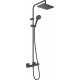 Душевая стойка Hansgrohe Vernis Shape 26286670 Showerpipe 230 1jet с термостатом, черный, штанга 117 см, шланг пластиковый 160 см