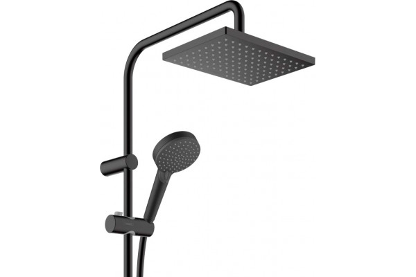 Душевая стойка Hansgrohe Vernis Shape 26286670 Showerpipe 230 1jet с термостатом, черный, штанга 117 см, шланг пластиковый 160 см