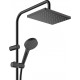Душевая стойка Hansgrohe Vernis Shape 26286670 Showerpipe 230 1jet с термостатом, черный, штанга 117 см, шланг пластиковый 160 см