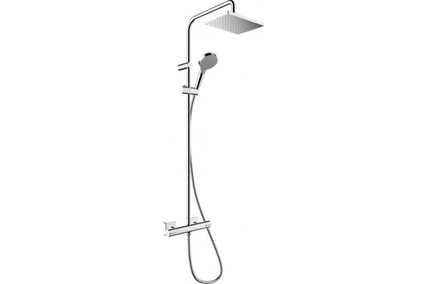 Душевая стойка Hansgrohe Vernis Shape 26286000 Showerpipe 230 1jet с термостатом, хром, штанга 117 см, шланг пластиковый 160 см