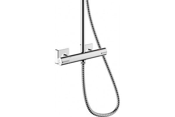 Душевая стойка Hansgrohe Vernis Shape 26286000 Showerpipe 230 1jet с термостатом, хром, штанга 117 см, шланг пластиковый 160 см
