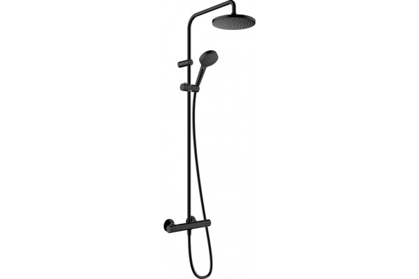 Душевая стойка Hansgrohe Vernis Blend 26276670 Showerpipe 200 1jet с термостатом, черный, штанга 117 см, шланг пластиковый 160 см