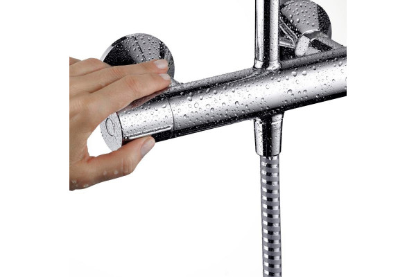 Душевая стойка Hansgrohe Vernis Blend 26276000 Showerpipe 200 1jet с термостатом, хром, штанга 117 см, шланг пластиковый 160 см