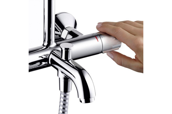 Душевая стойка Hansgrohe Vernis Blend 26274000 Showerpipe 200 1jet с термостатом, хром, штанга 117 см, шланг пластиковый 160 см